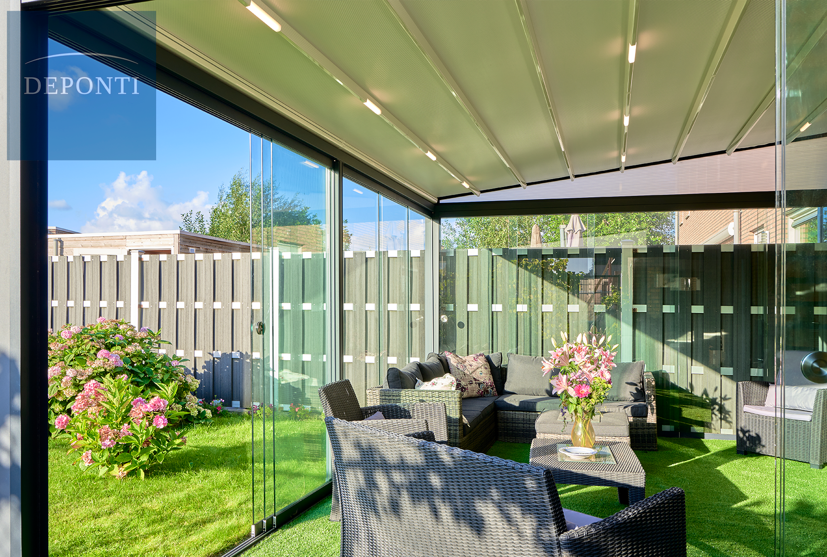 Verdeca Overkapping 600 x 400 cm Antraciet/Wit LED - Azzura Pool