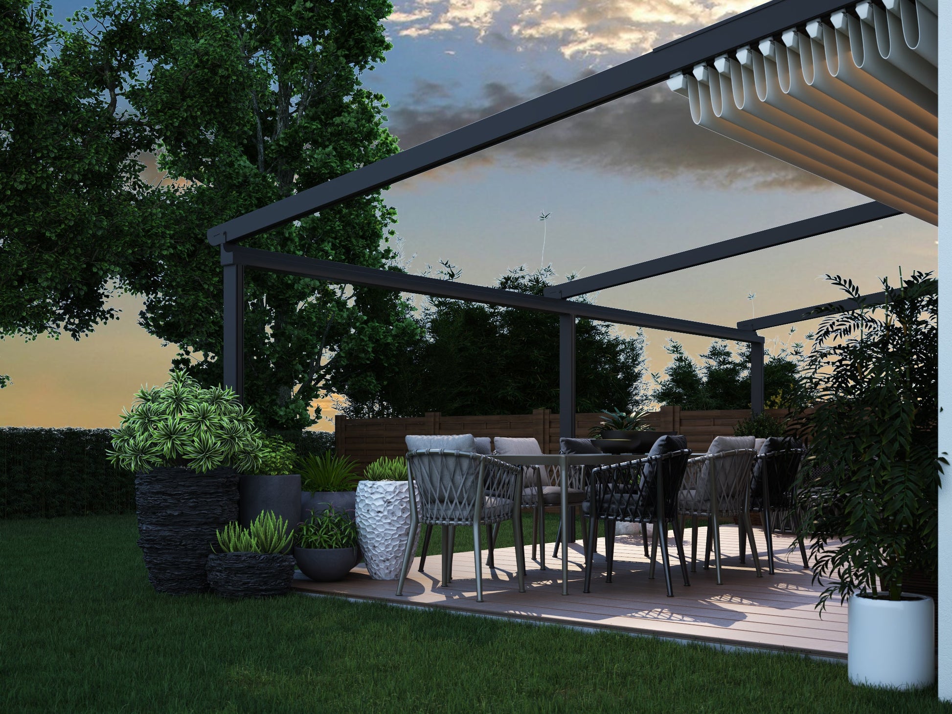 Verdeca Overkapping 600 x 400 cm Antraciet/Wit LED - Azzura Pool