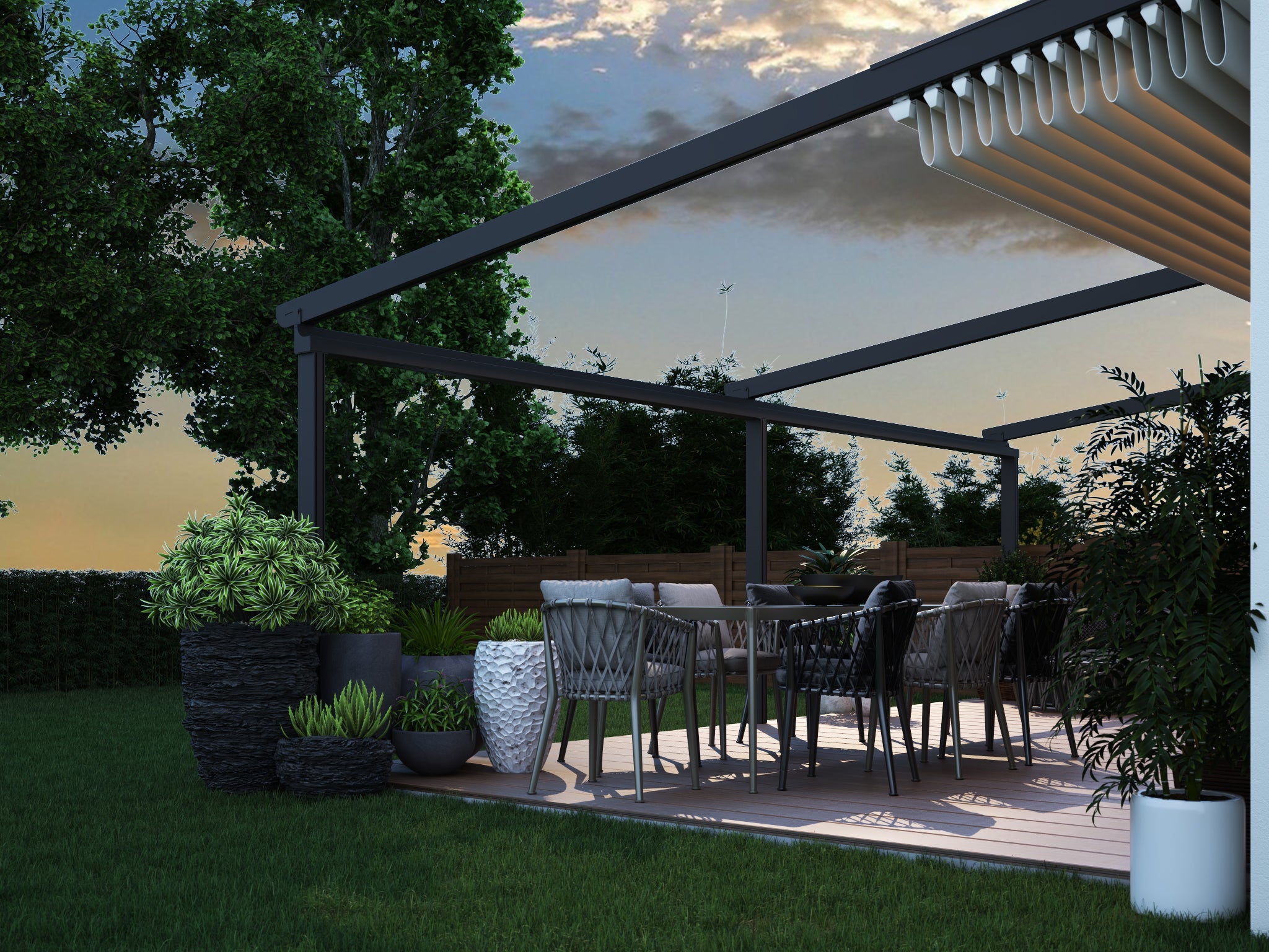 Verdeca Overkapping 600 x 400 cm Antraciet/Wit LED - Azzura Pool