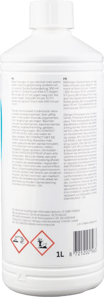 W'eau Anti-Alg 1 Liter – Professionele Algenbestrijder - Azzura Pool