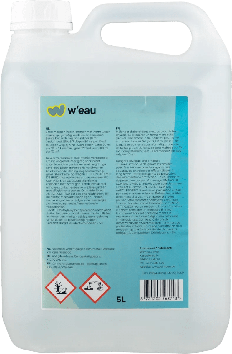 W'eau Anti-Alg 5 Liter – Professionele Algenbestrijder - Azzura Pool