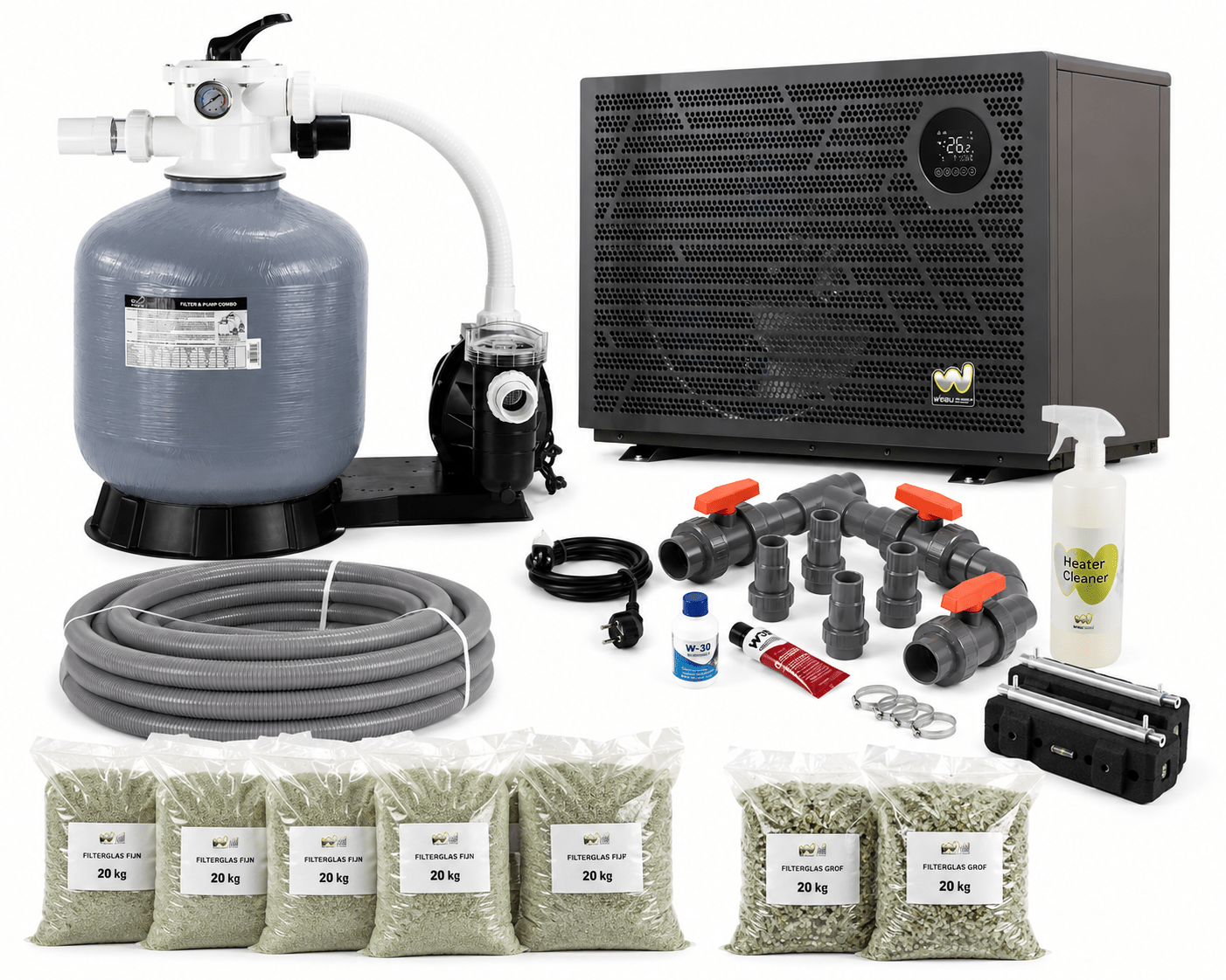 W'eau MFV-24 Variabele Zandfilterset 16 m³/u + Full Inverter 21 kW – Tot 64 m³ - Azzura Pool