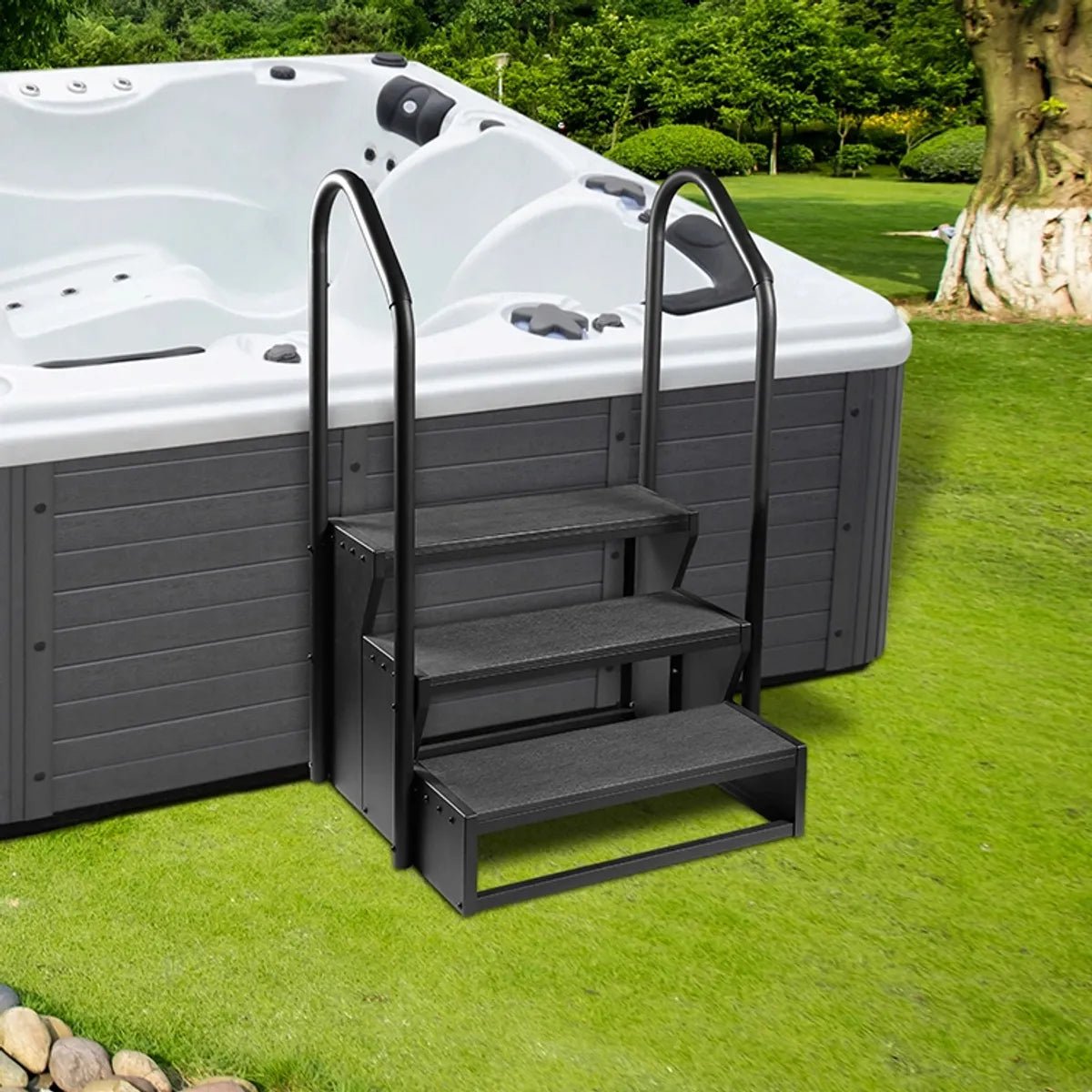 W'eau spa trap antislip met leuning - Zwart - Azzura Pool