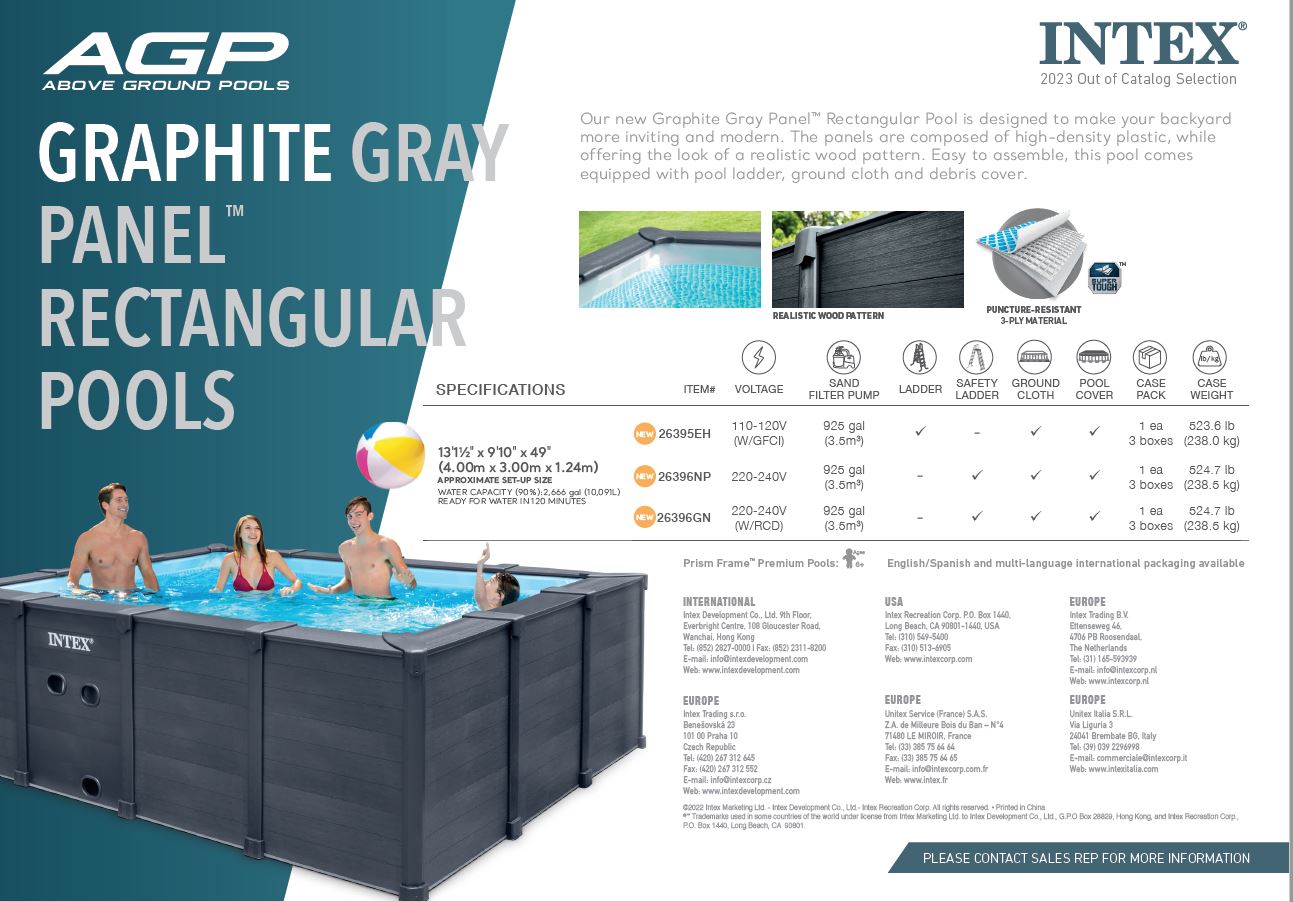 Intex Graphite Panel Pool 400 cm x 300 cm x 124 cm