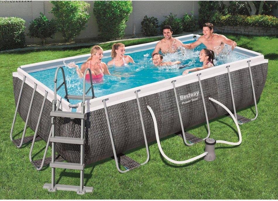 Bestway Power Steel piscine à ossature en rotin 404cm x 201cm x 100cm