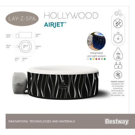 Lay-Z Spa Hollywood Airjet aufblasbares Spa – 6 Personen