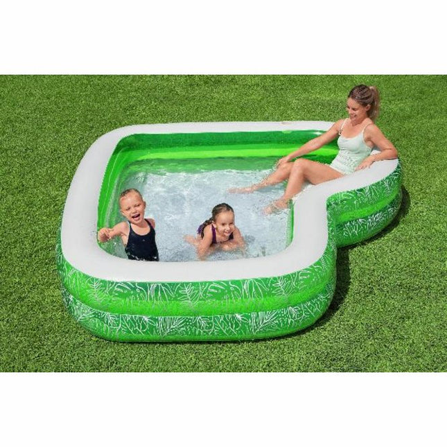 Piscine familiale Bestway Rectangle Tropical Paradise avec siège vert 231 cm x 231 cm x 51 cm