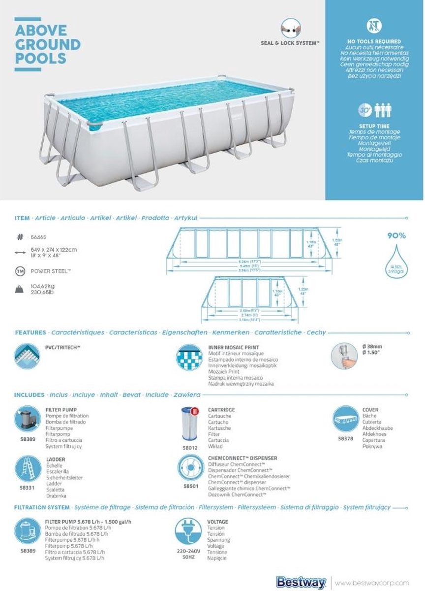 Bestway Power Steel 549 cm x 274 cm x 122 cm