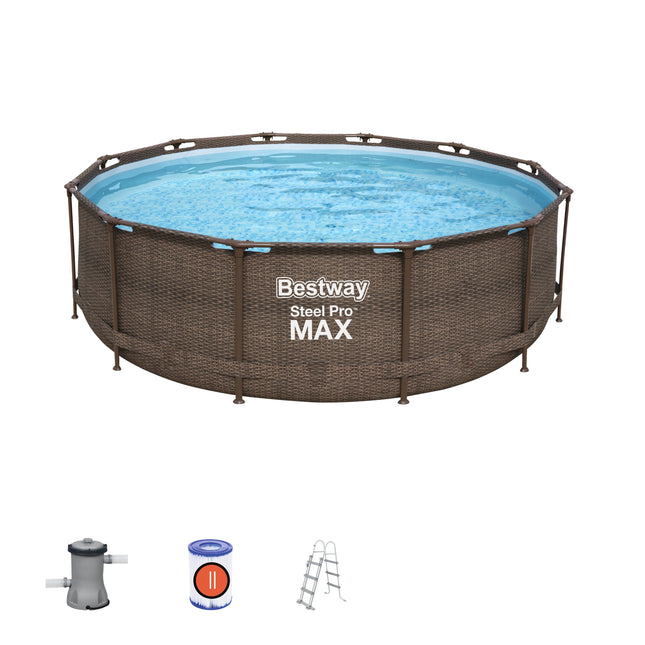 Piscine Bestway Steel Pro Max en rotin Ø 366 cm x 100 cm