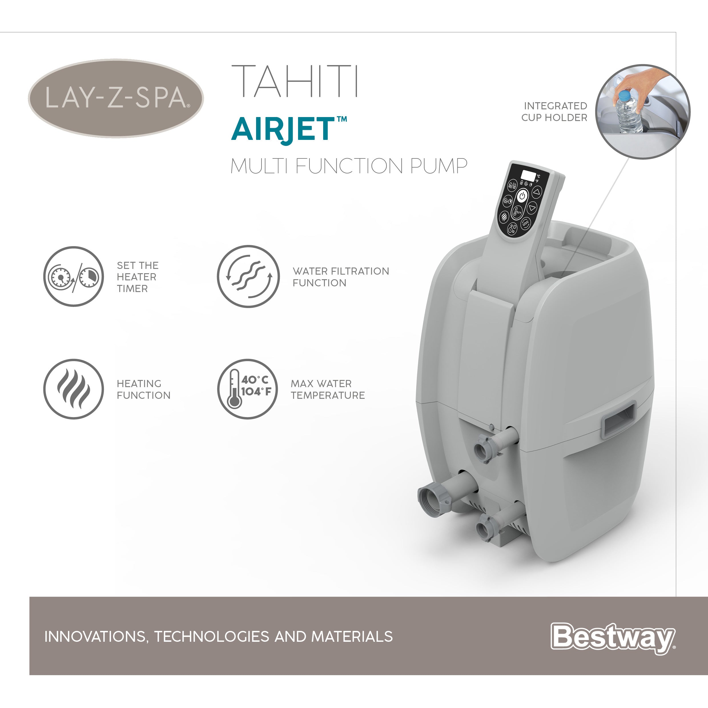 Lay-Z-Spa Tahiti AirJet, spa hinchable para 4 personas