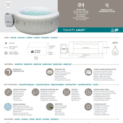 Lay-Z-Spa Tahiti AirJet opblaasbare spa, 4 persoons
