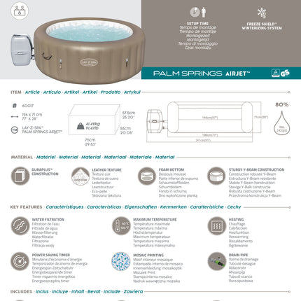 Lay-Z-Spa Palm Springs AirJet 196 cm x 71 cm 