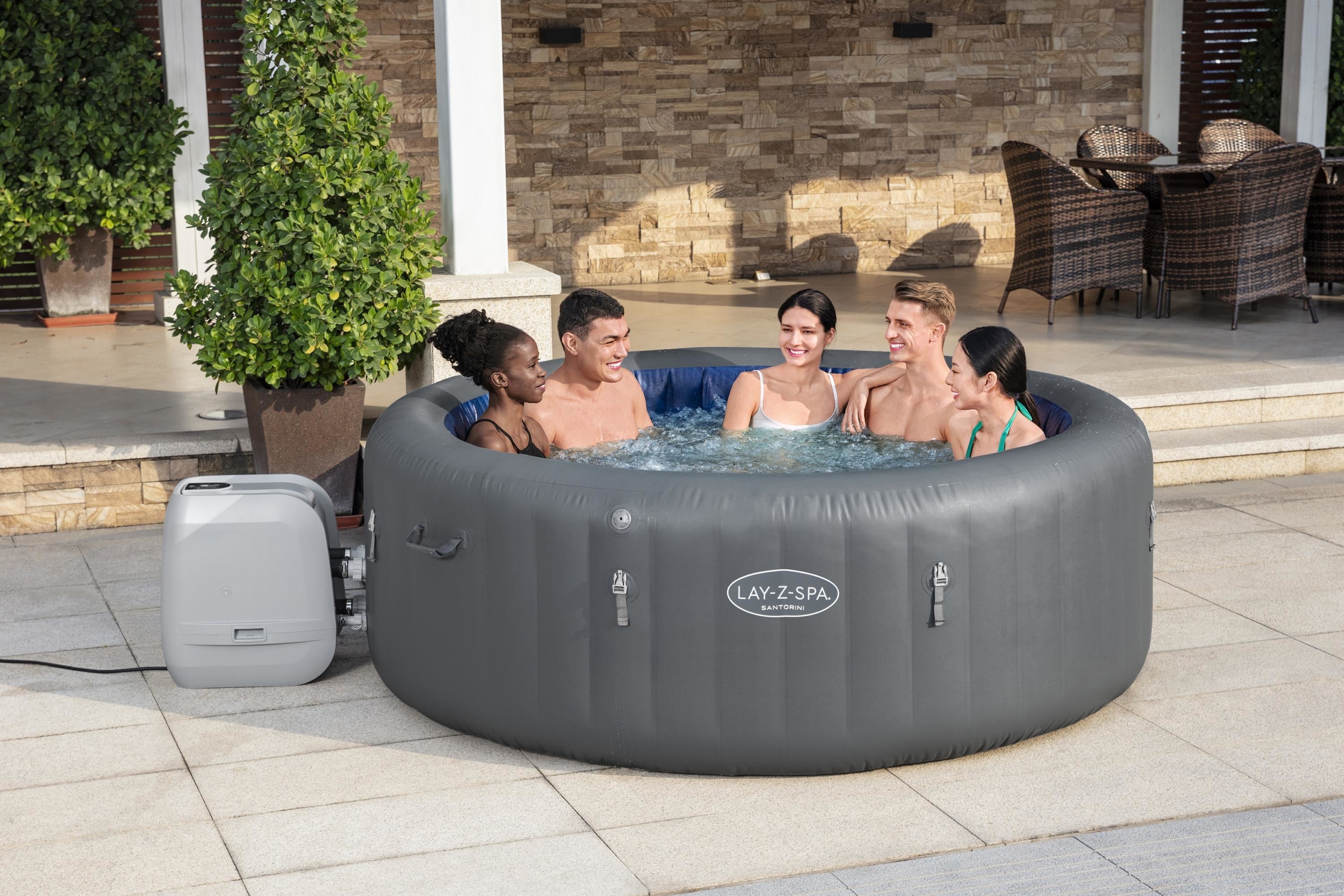 Lay-Z Spa Santorini HydroJet Pro opblaasbare spa - 7 persoons
