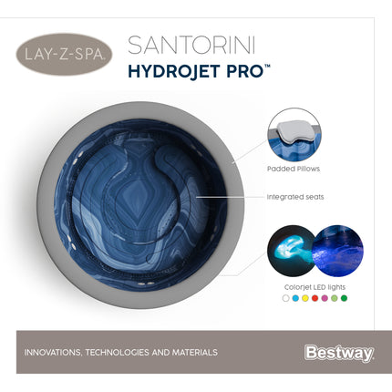 Lay-Z Spa Santorini HydroJet Pro aufblasbares Spa – 7 Personen