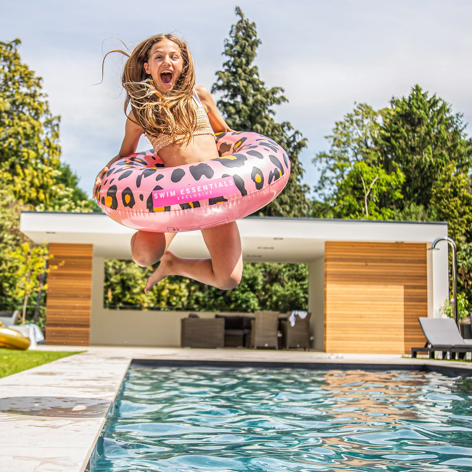 Swim Essentials - Bandeau de natation à imprimé léopard - Or rose