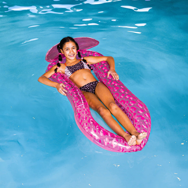 Hamaca de agua Swim Essentials con estampado de pantera neón ovalada