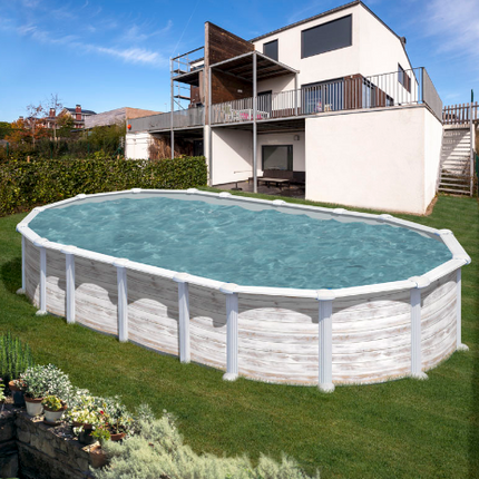 Gre Islandia ovaler Metallpool 610 cm x 375 cm x 132 cm