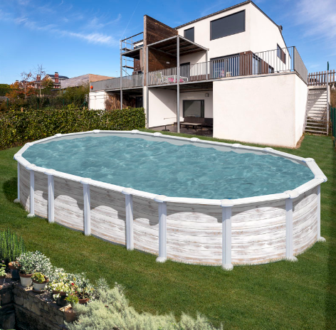 Piscina ovale in metallo Gre Islandia 610 cm x 375 cm x 132 cm 