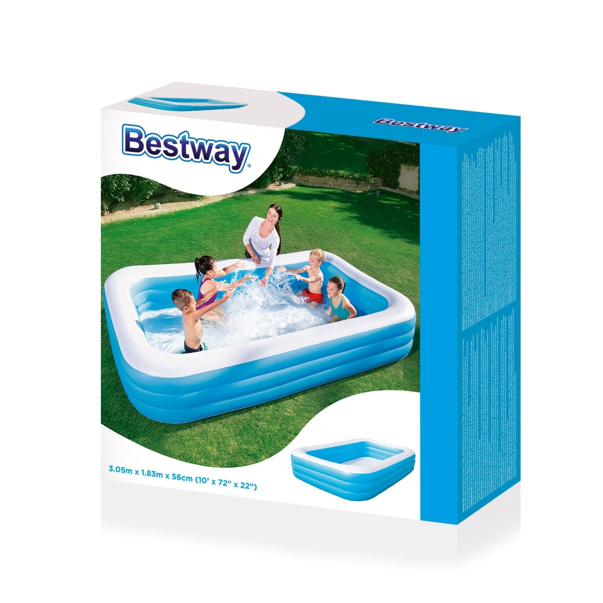 Bestway Deluxe opblaasbaar familiezwembad - 305 cm x 183 cm x 56 cm - Azzura Pool