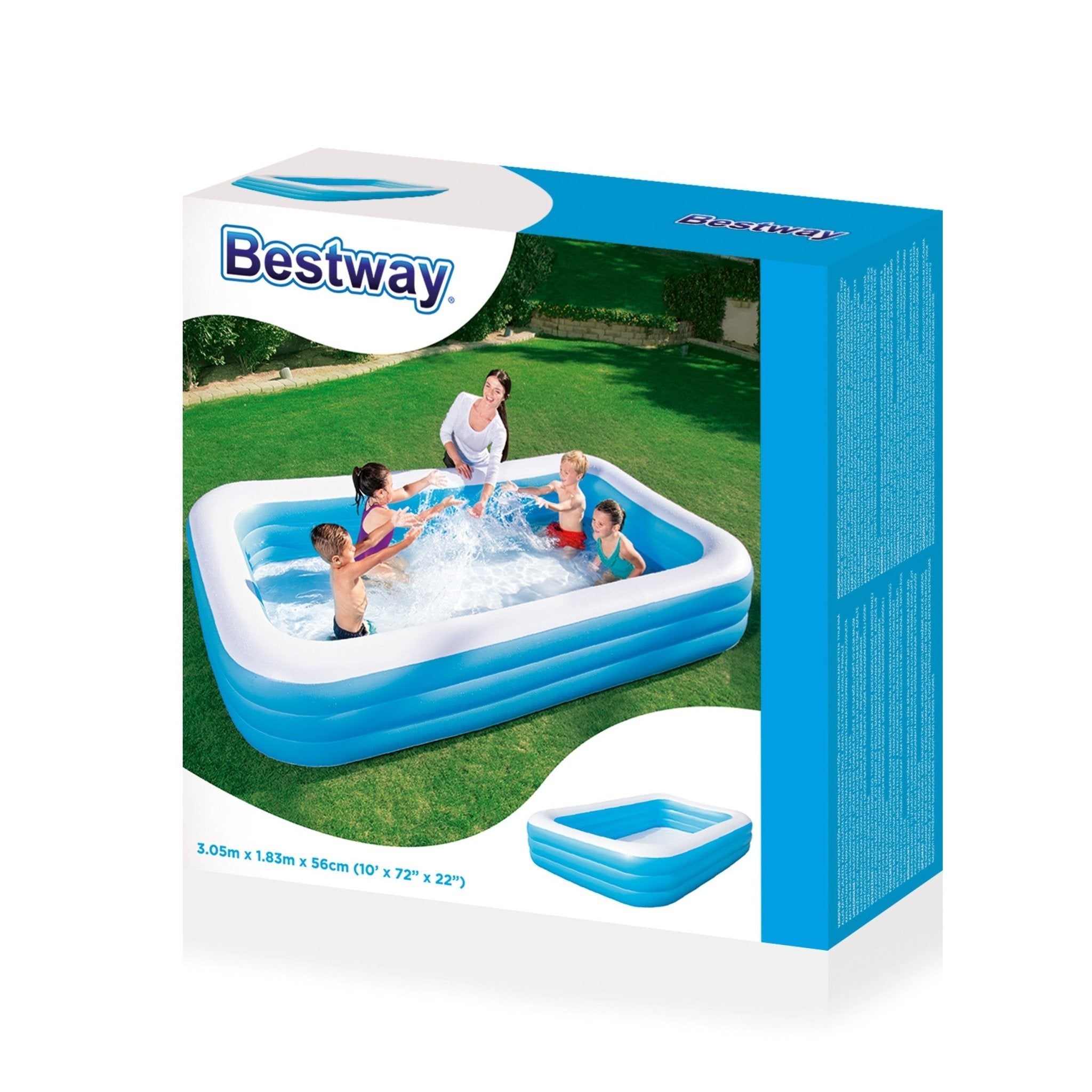 Bestway Deluxe opblaasbaar familiezwembad - 305 cm x 183 cm x 56 cm - Azzura Pool