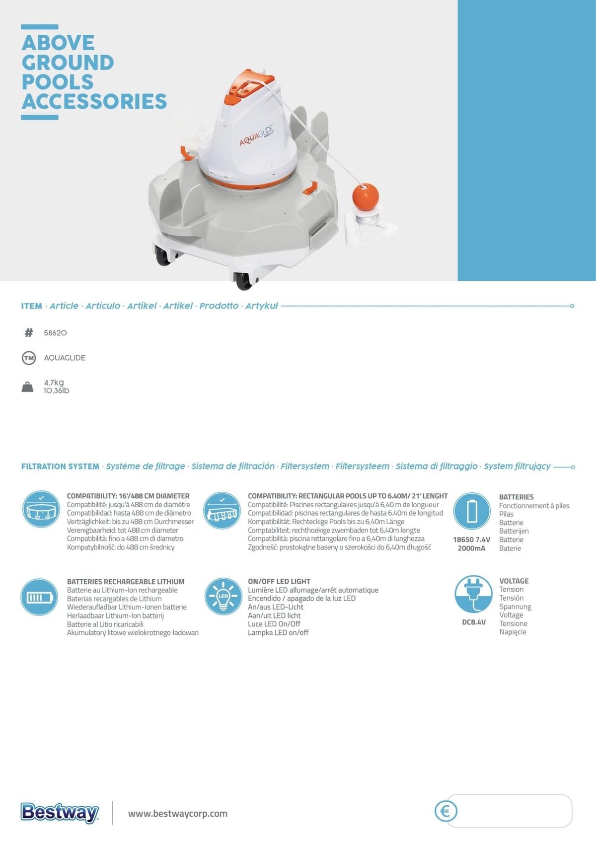 Bestway Flowclear Aquaglide bodemstofzuiger - Azzura Pool
