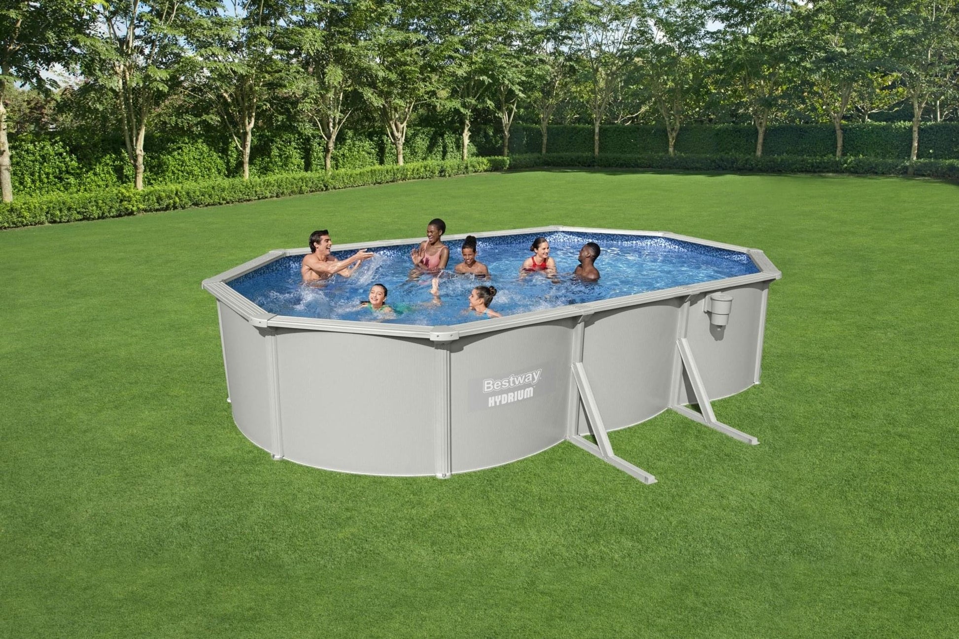 Bestway Hydrium stalen zwembad ovaal 610 cm x 360 cm x 120 cm - Azzura Pool