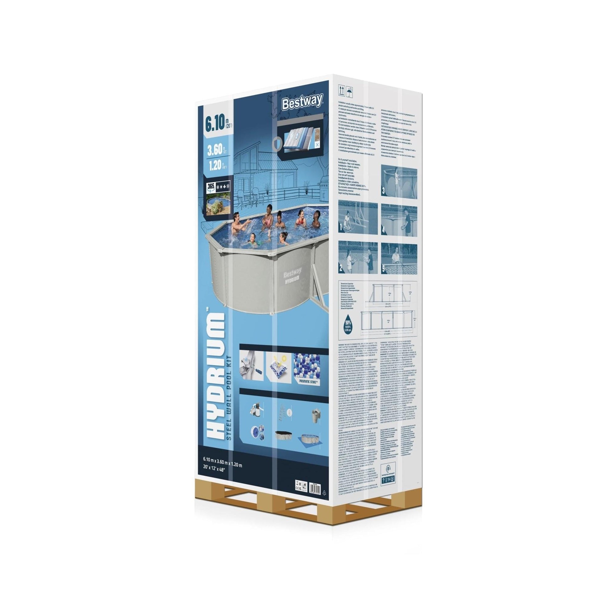 Bestway Hydrium stalen zwembad ovaal 610 cm x 360 cm x 120 cm - Azzura Pool