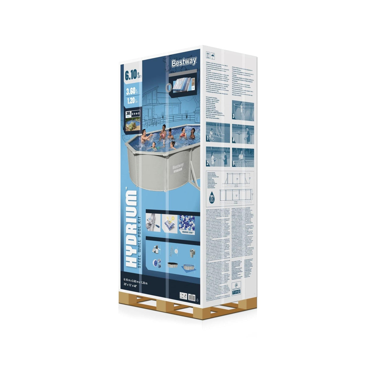 Bestway Hydrium stalen zwembad ovaal 610 cm x 360 cm x 120 cm - Azzura Pool