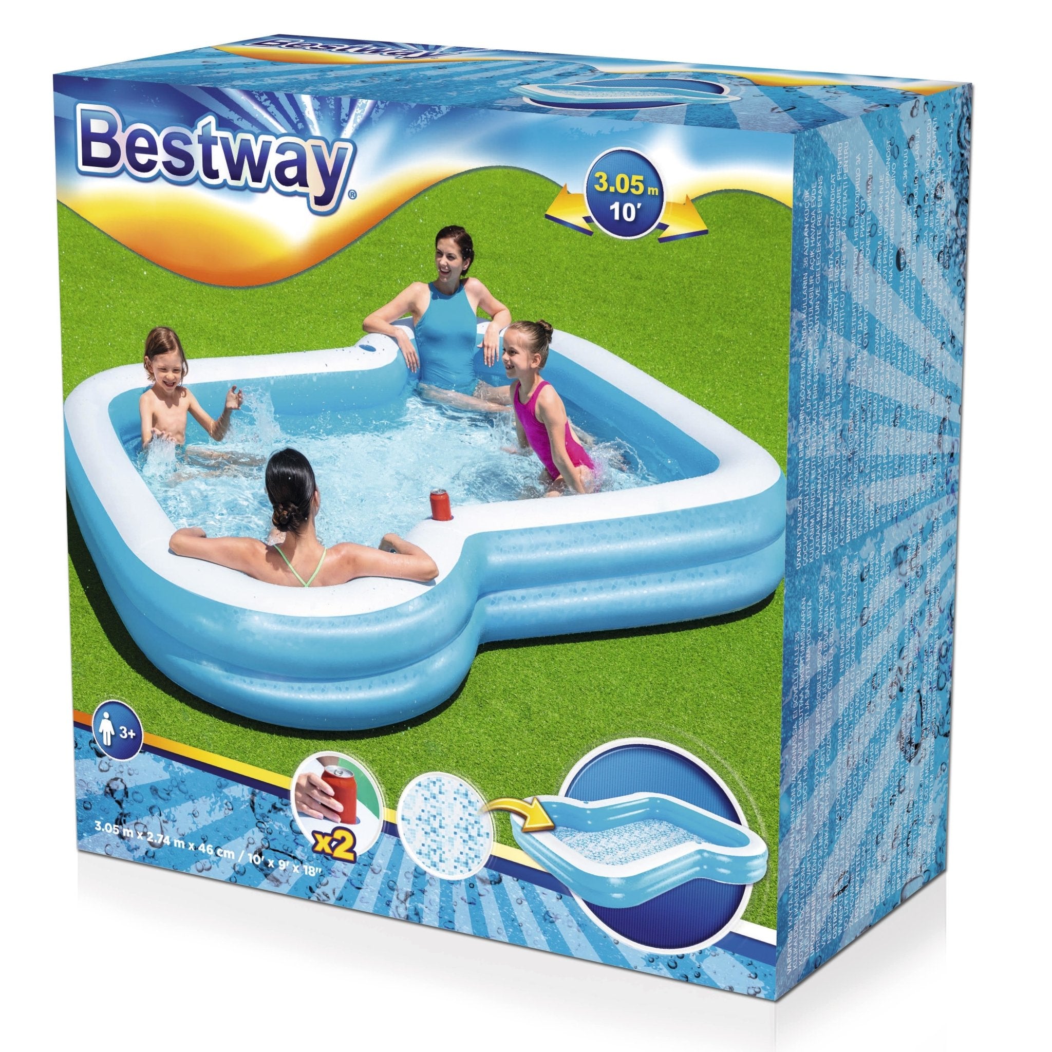 Bestway sunsational zwembad familiebad 305cm x 274cm x 46cm - Azzura Pool