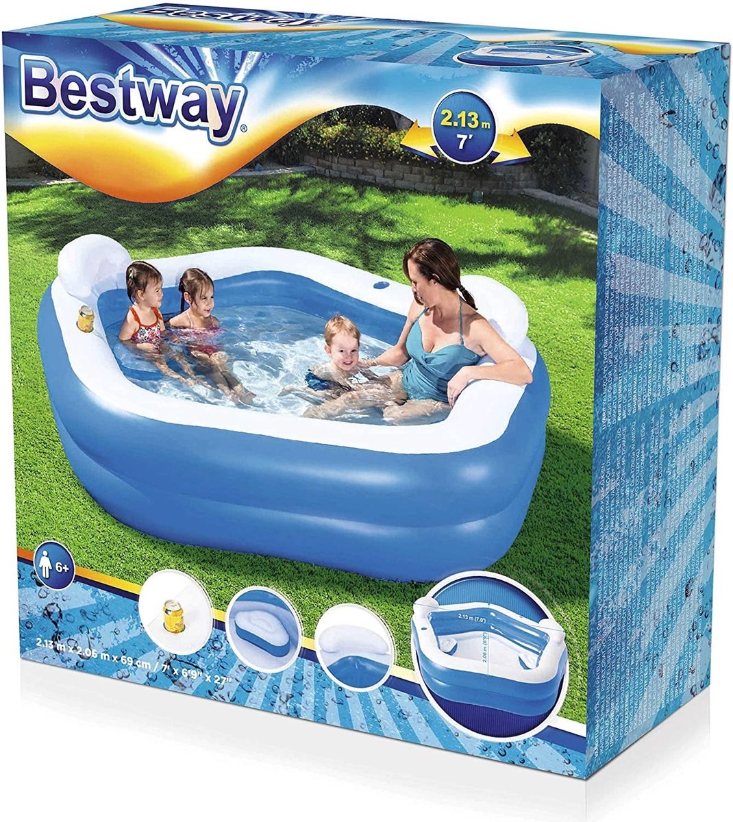 Bestway vijfhoekig familiezwembad 213cm x 207cm x 69cm - Azzura Pool