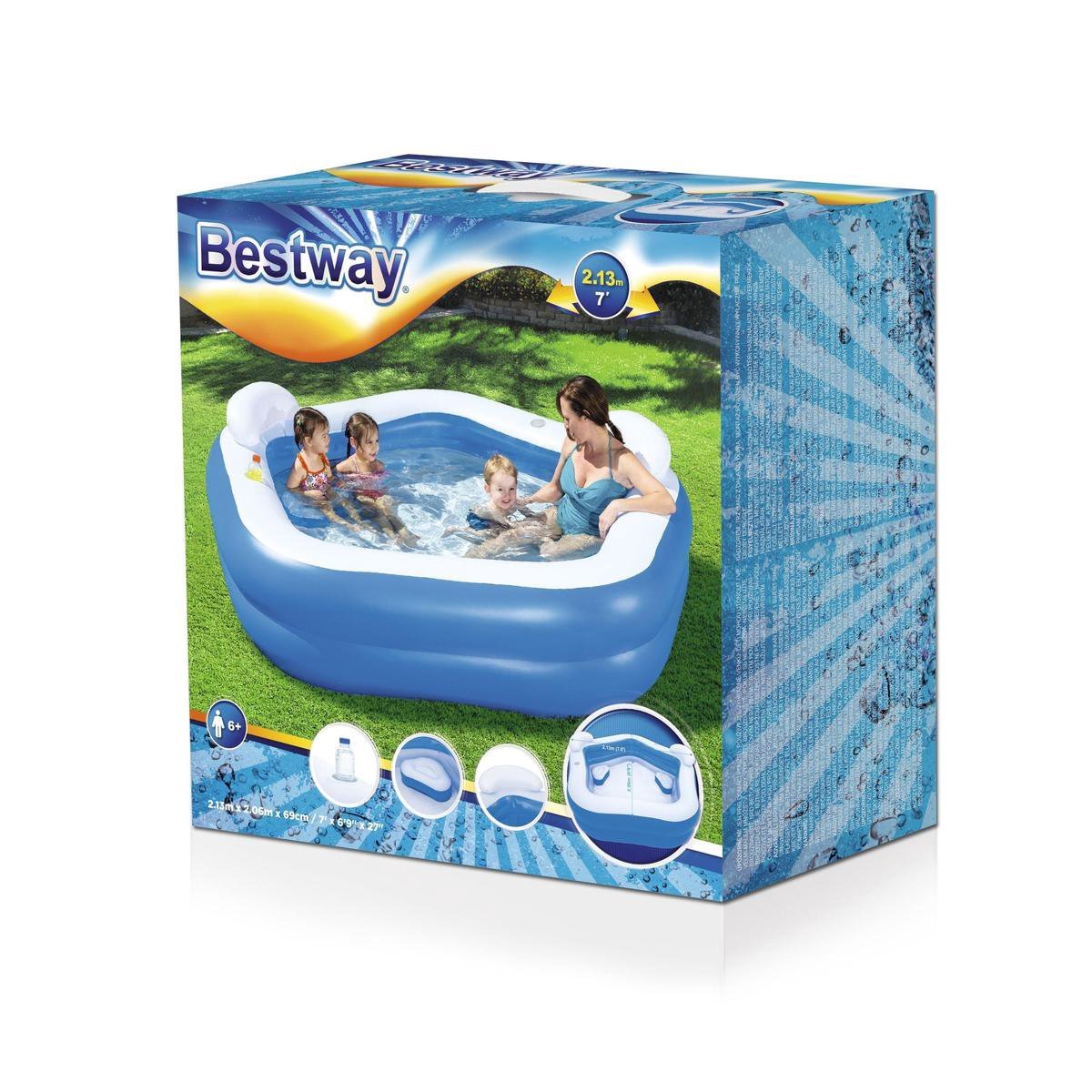Bestway vijfhoekig familiezwembad 213cm x 207cm x 69cm - Azzura Pool
