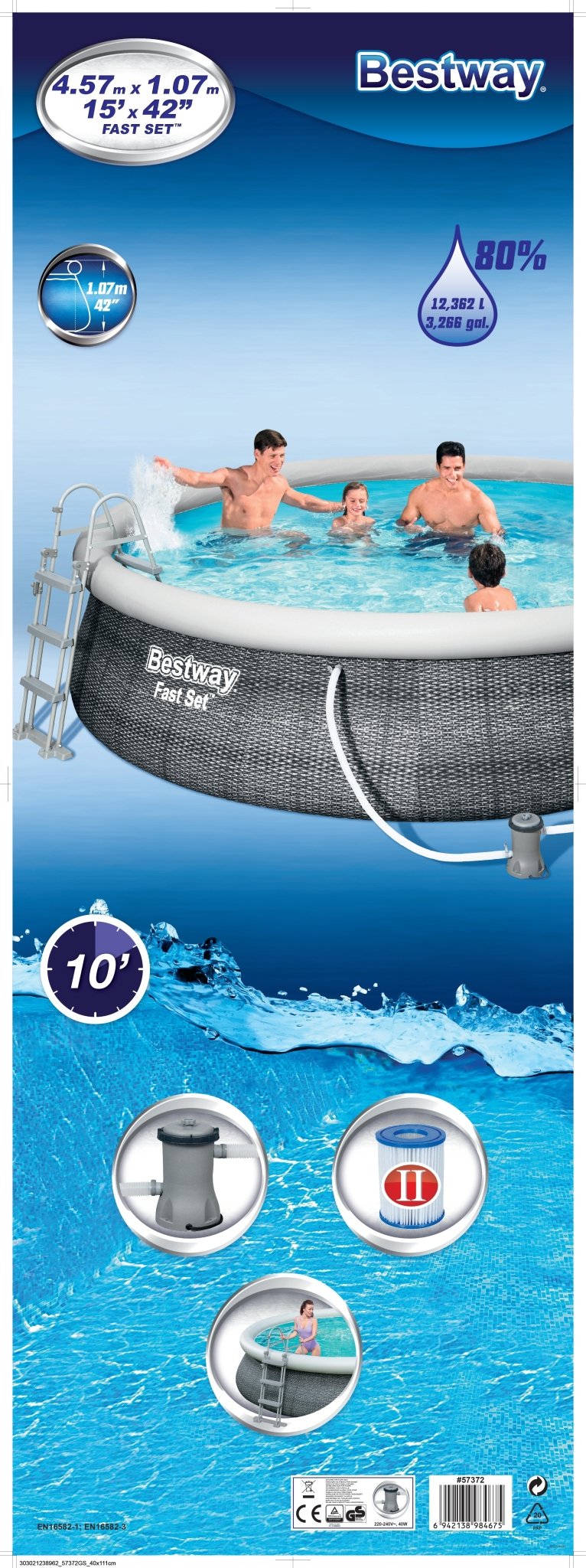 Bestway zwembad Fast Set Ø457 cm x 107 cm - Azzura Pool