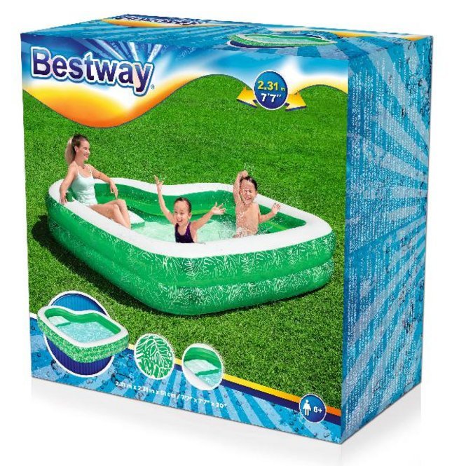 Familiebad Bestway Rechthoek Tropical Paradise Met Zitje Groen 231cm x 231cm x 51cm - Azzura Pool