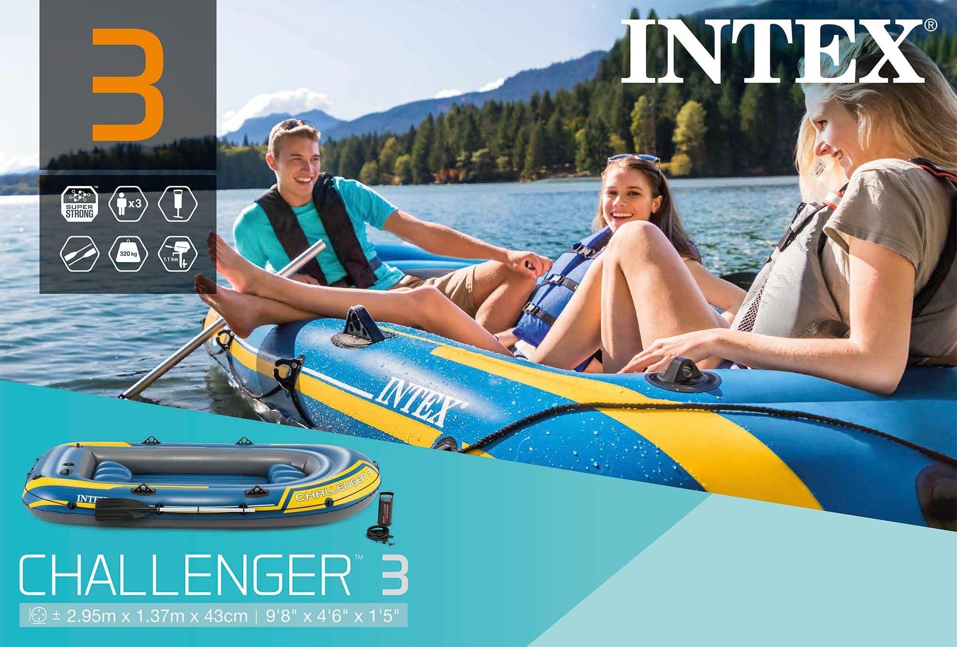 Intex Challenger 3 opblaasboot set - Azzura Pool