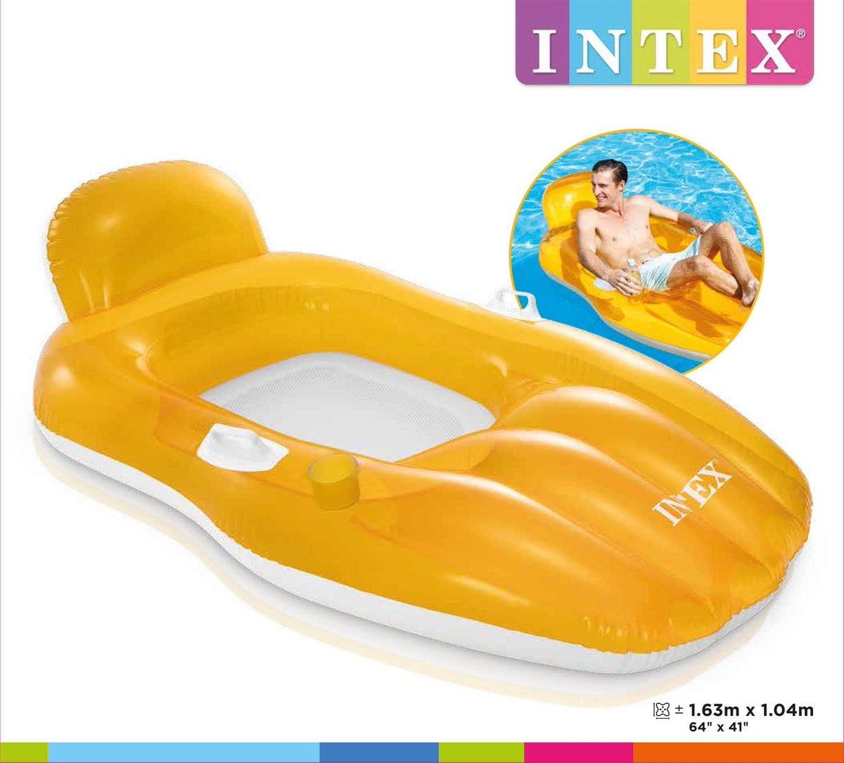 Intex Chill 'N Float luchtmatras 163cm x 104cm - Oranje - Azzura Pool