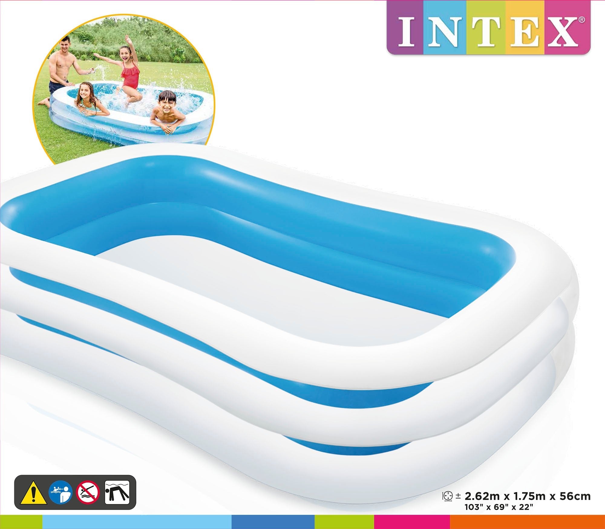 Intex familie zwembad 262cm x 175cm x 56cm - Azzura Pool