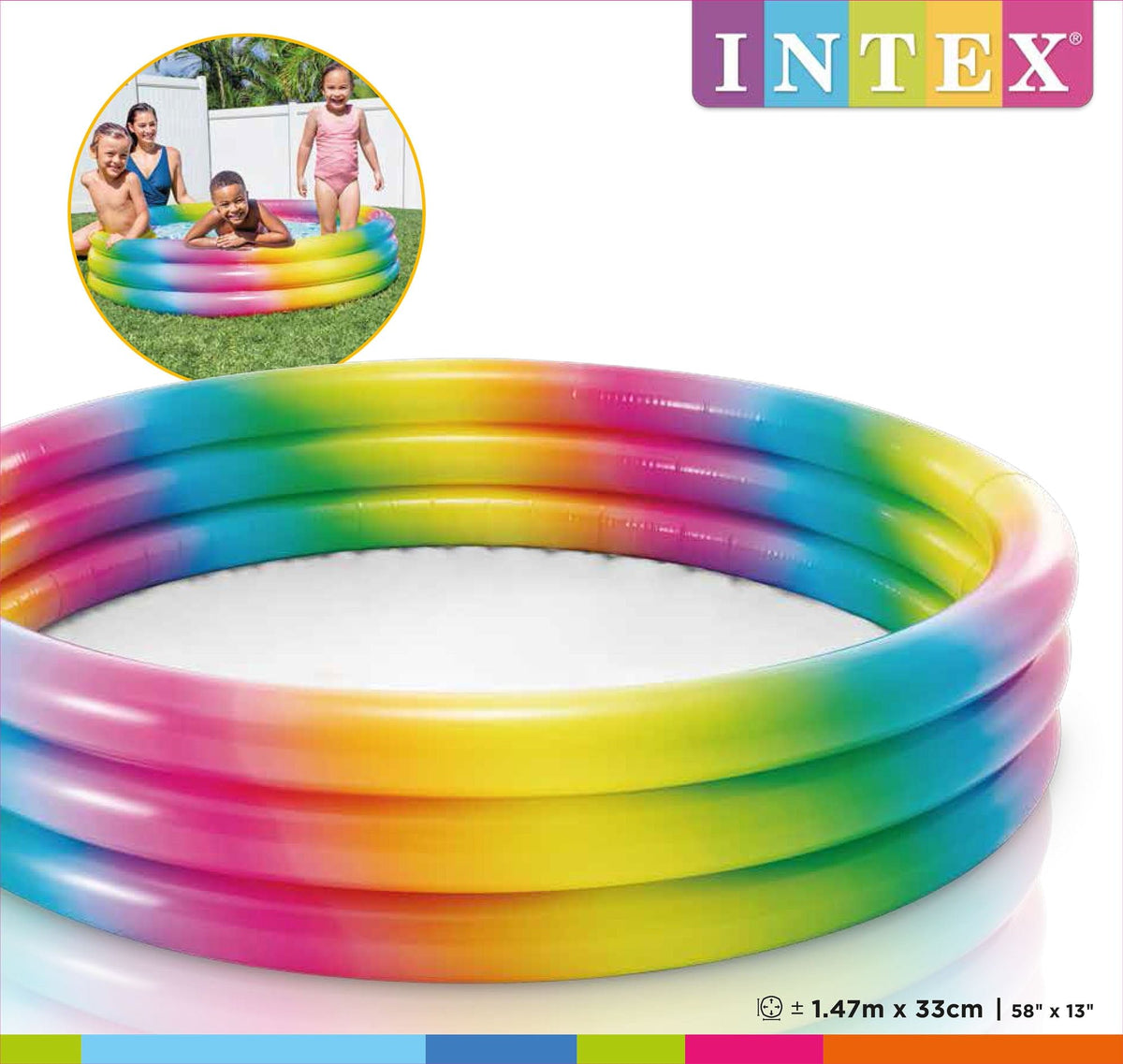 Intex opblaasbaar zwembad regenboog 147cm x 33cm - Azzura Pool