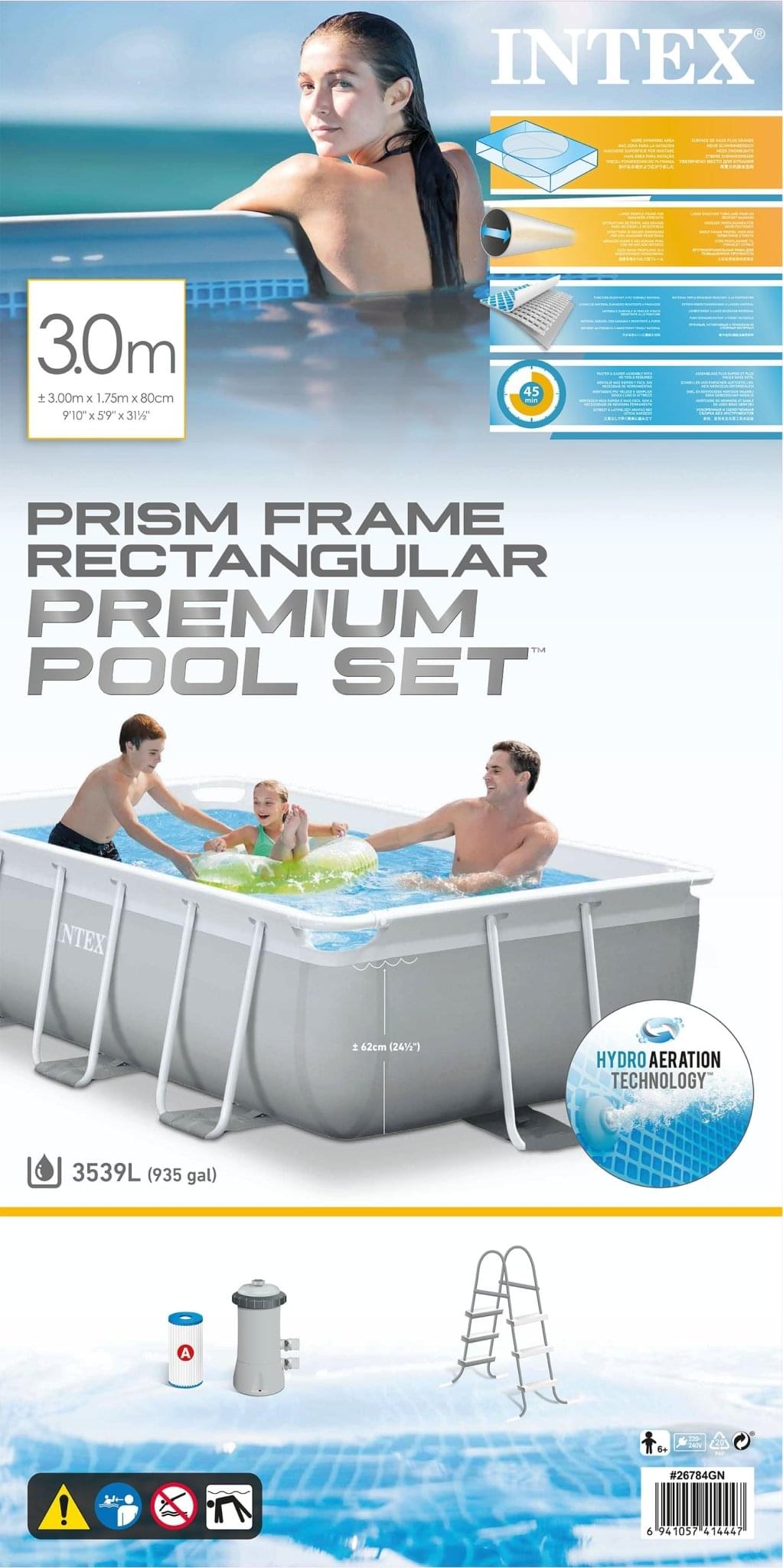 Intex Prism Frame Rectangular 300cm x 175cm x 80cm - Azzura Pool