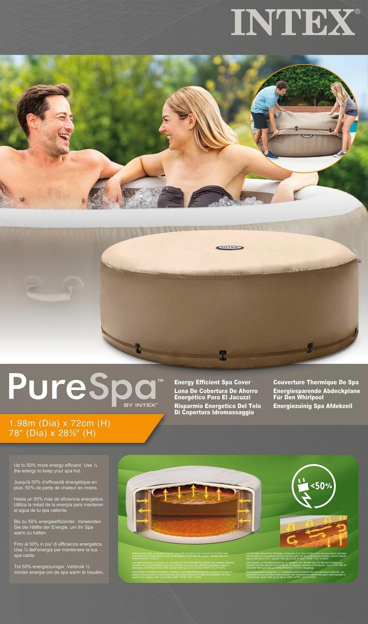 Intex Pure spa isolerende beschermhoes - Ø 196 cm - Azzura Pool