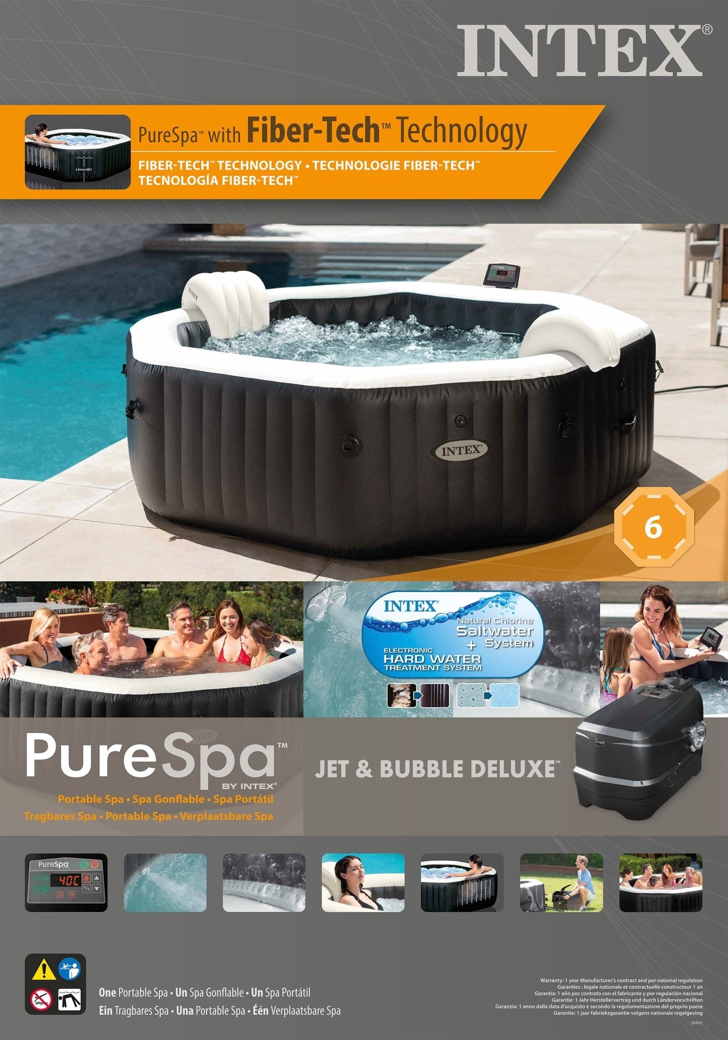 Intex Pure Spa Jet & Bubble Deluxe opblaasbare spa - 6 persoons - Azzura Pool