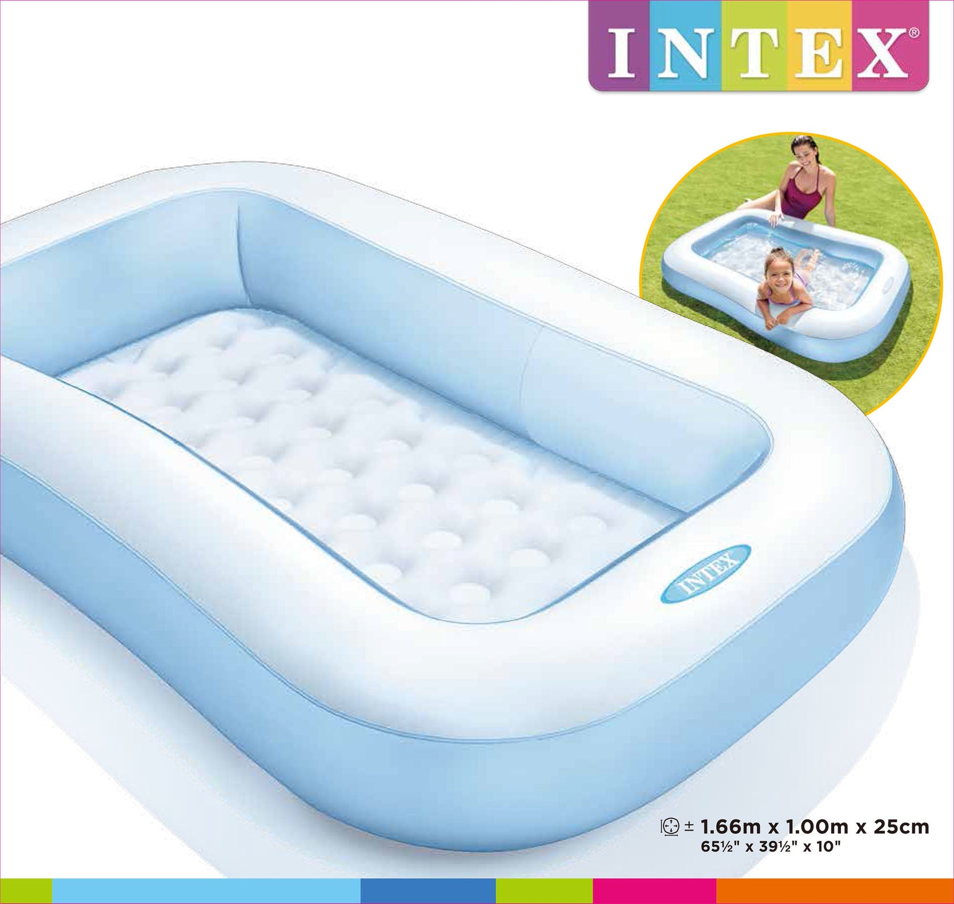 Intex Rechthoekig Opblaas zwembad 166 cm x 100 cm x 25 cm - Azzura Pool