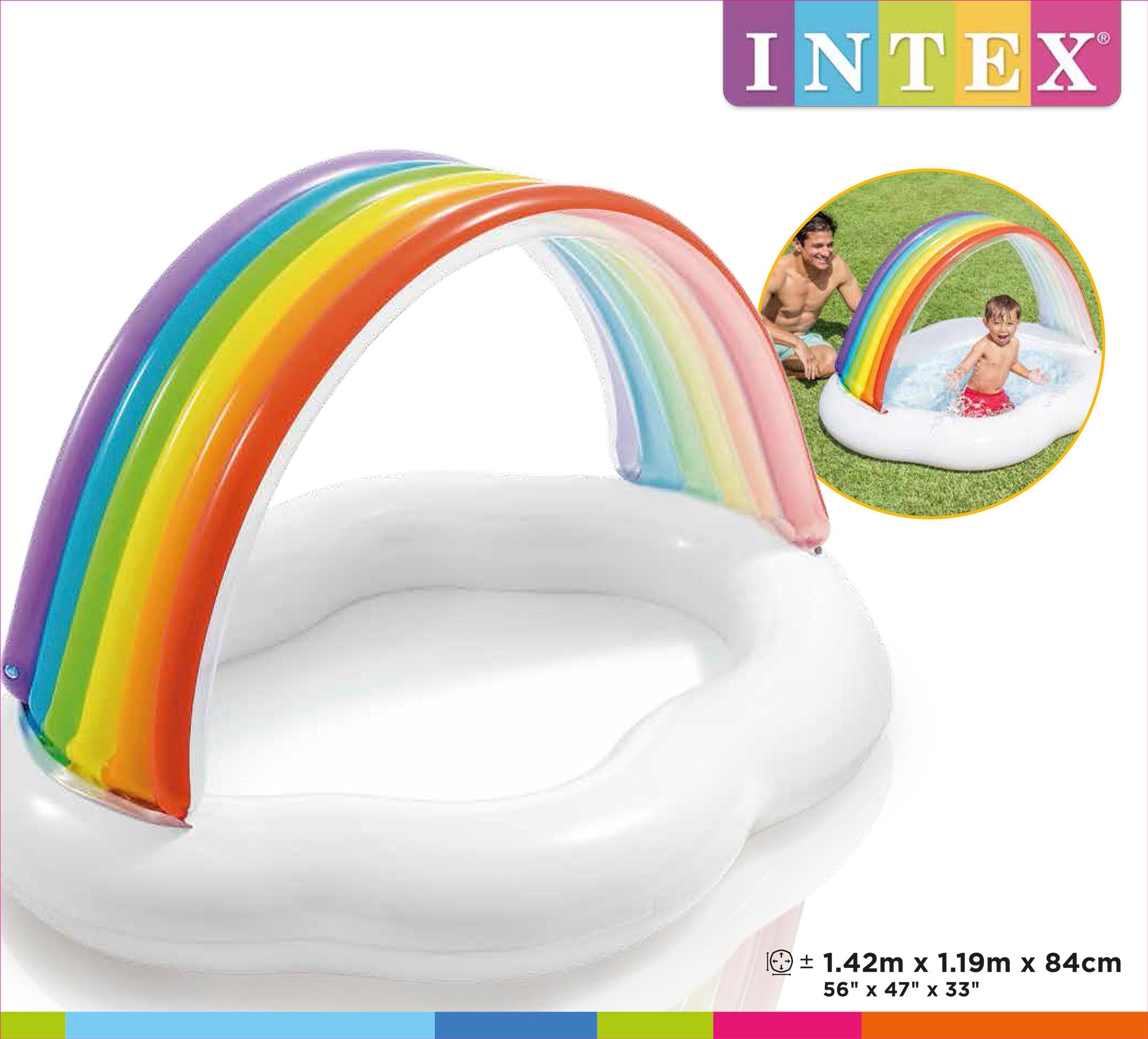 Intex Regenboog babyzwembad 142cm x 119cm - Azzura Pool