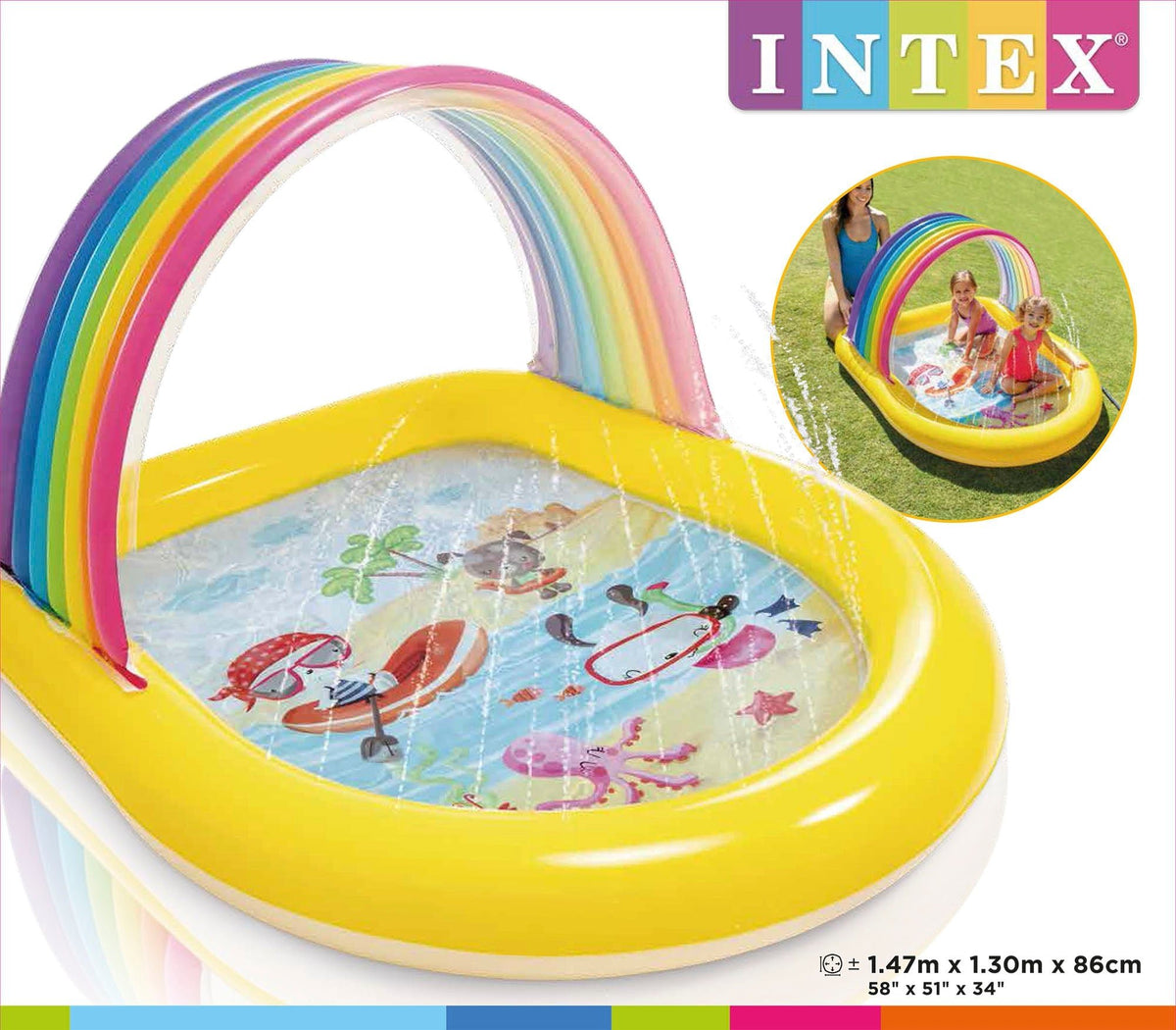 Intex regenboog zwembad met watersproeiers - Azzura Pool