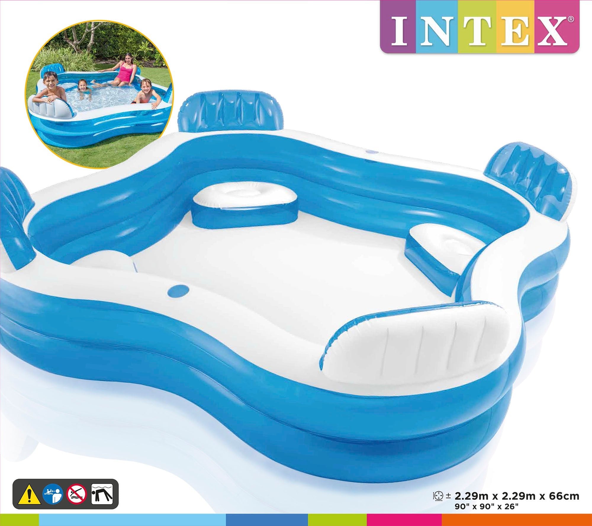 Intex Swim Center Family Pool zwembad vierkant 229 cm x 229 cm x 66 cm - Azzura Pool