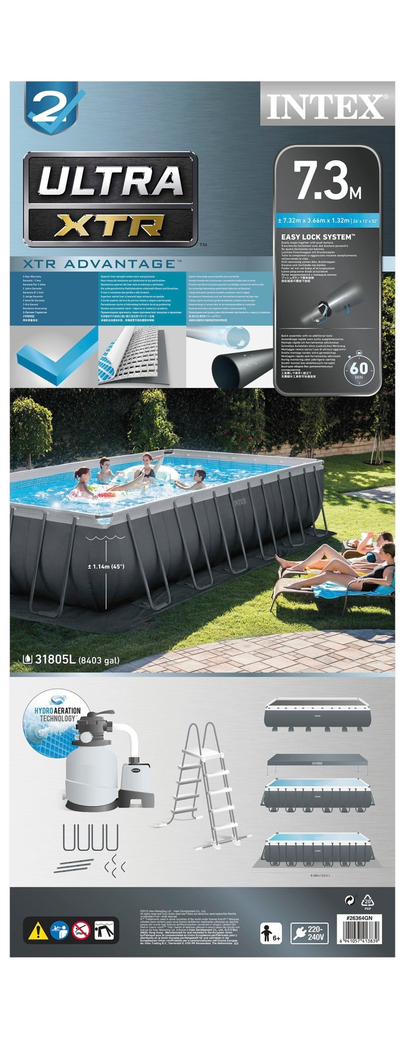 Intex Ultra XTR Frame Pool 732cm x 366cm x 132cm - Azzura Pool