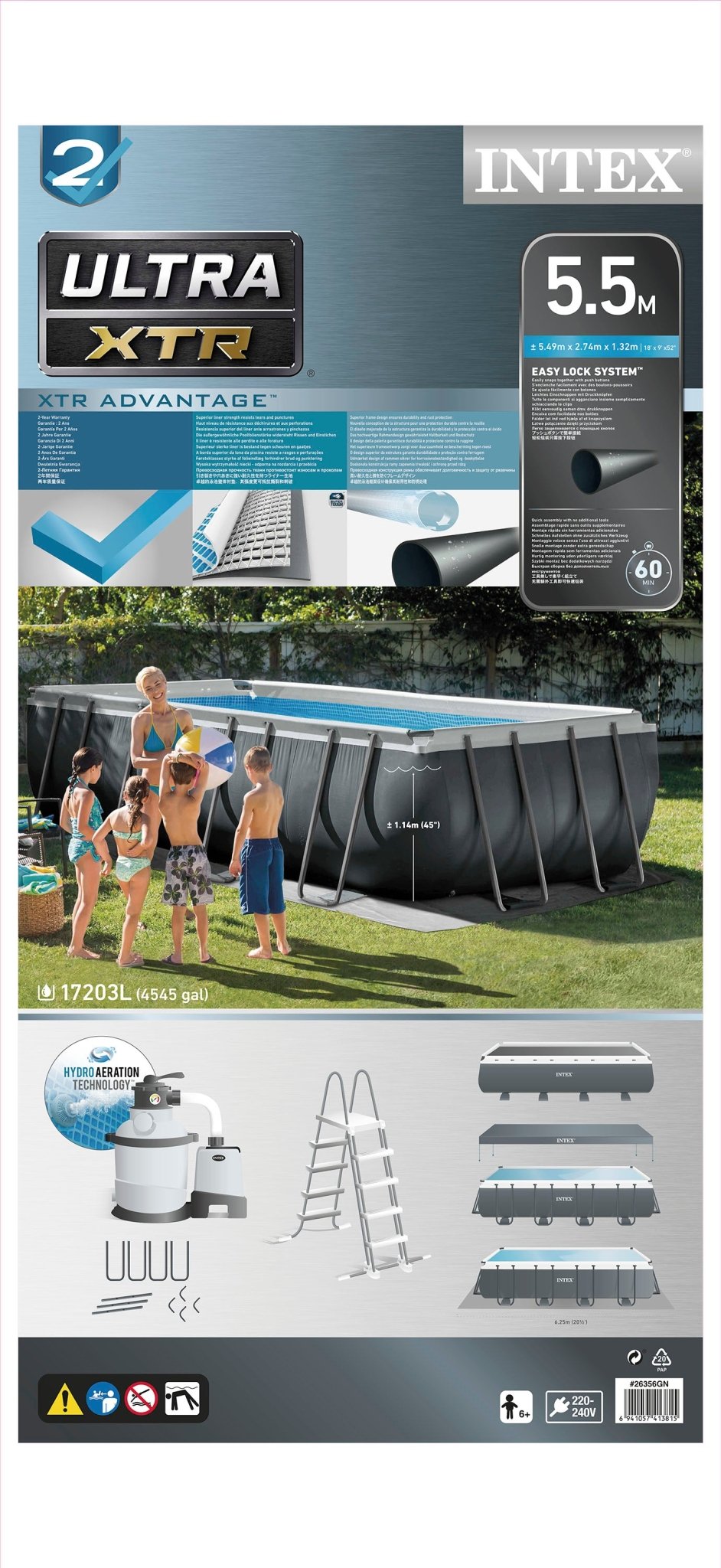 Intex Ultra XTR Frame zwembad - 549 cm x 274 cm x 132 cm - Azzura Pool