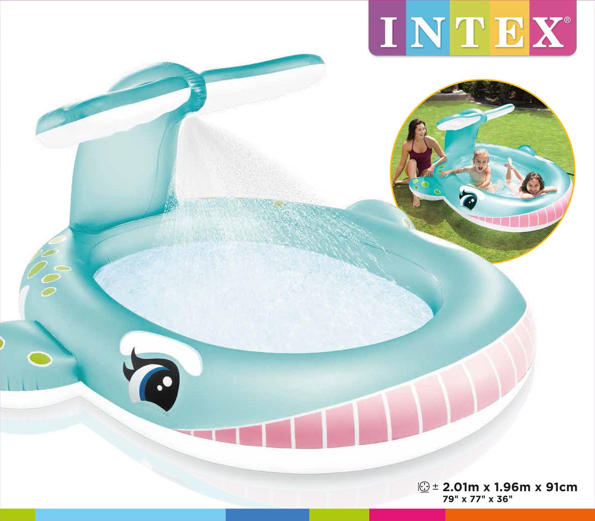 Intex walvis zwembad met waterplezier 201cm x 196cm x 91cm - Azzura Pool