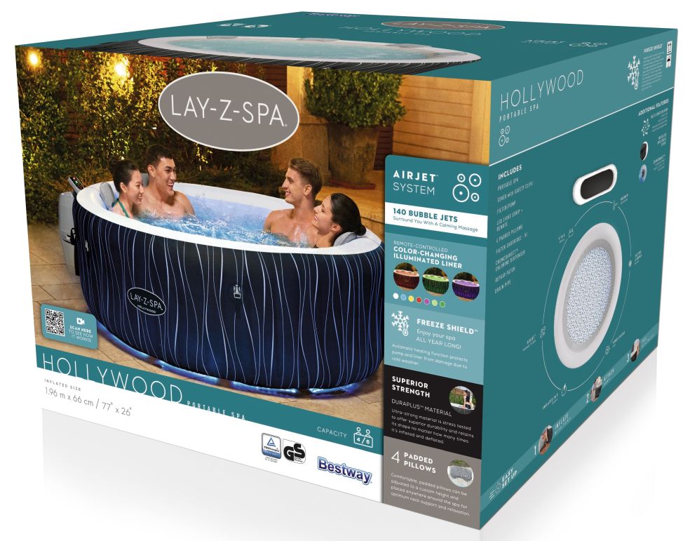 Lay-Z Spa Hollywood Airjet opblaasbare spa - 6 persoons - Azzura Pool