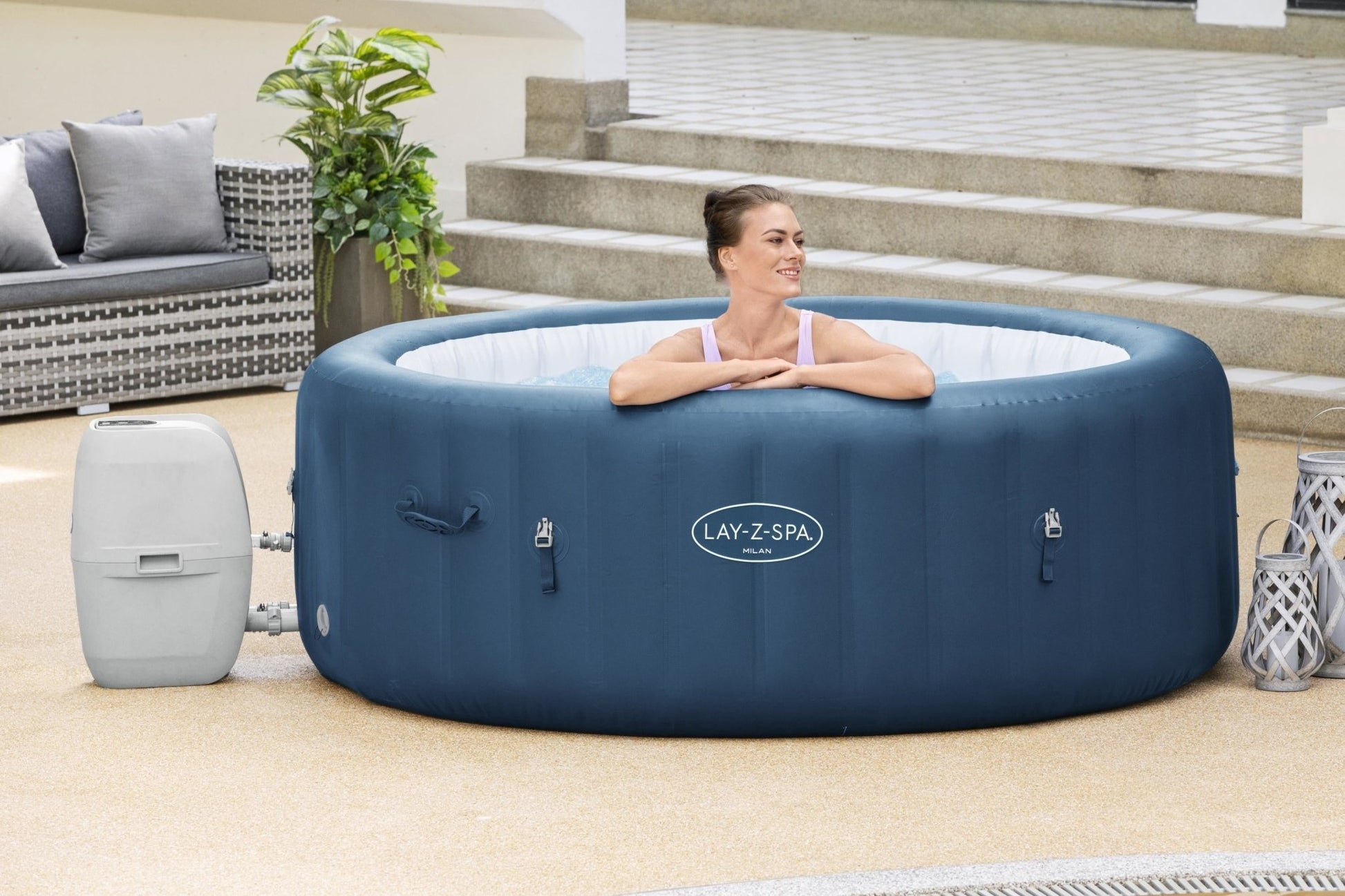 Lay-Z Spa Milan AirJet Plus opblaasbare spa - 6 persoons - Azzura Pool