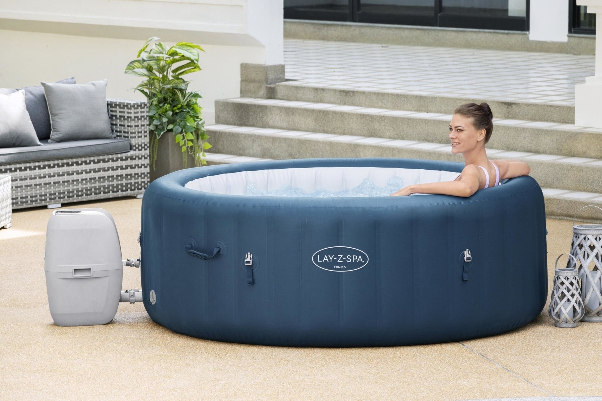 Lay-Z Spa Milan AirJet Plus opblaasbare spa - 6 persoons - Azzura Pool